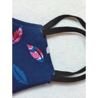 Granatowa Maska Ochronna z bawełny dwuwarstwowa - listeczki